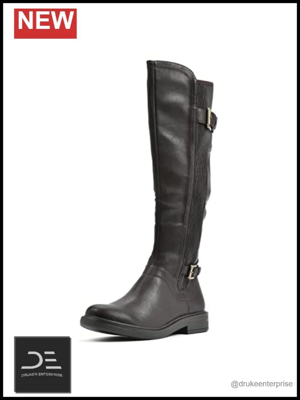 White Mountain Women's Meditate Tall Riding Boots Knee High PU Block Heel Zip